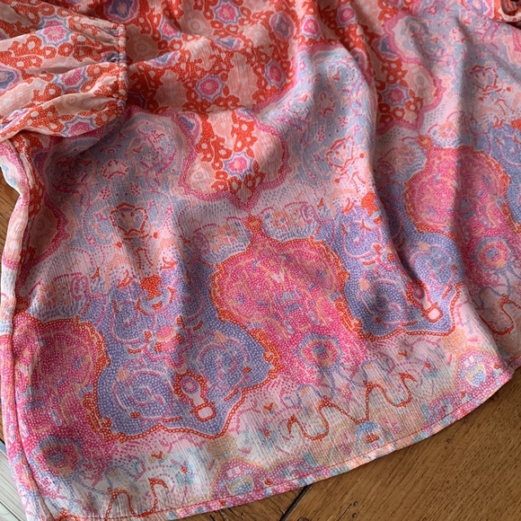 Liz Claiborne Keyhole Neck Orange Jaquard Print Tunic Top Women’s Plus Size 1X - Picture 6 of 8